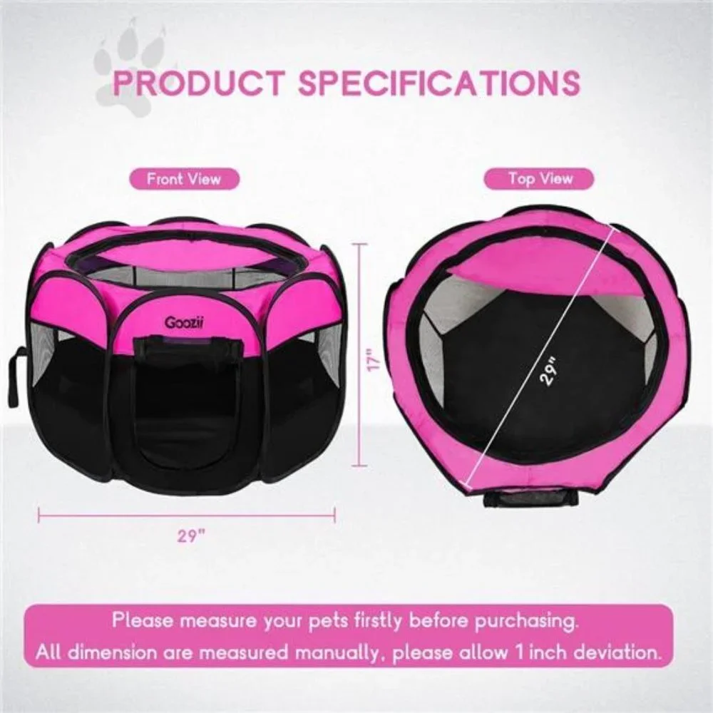Playpen for Indoor Cat, Portable Foldable Dog Playpen  (Small Size, Pink)